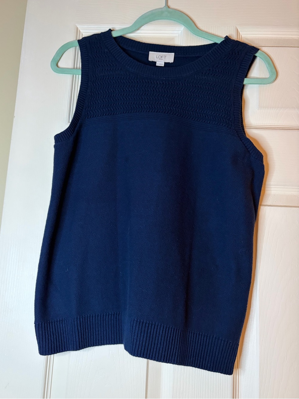 LOFT Navy Sleeveless Crewneck Knit Top